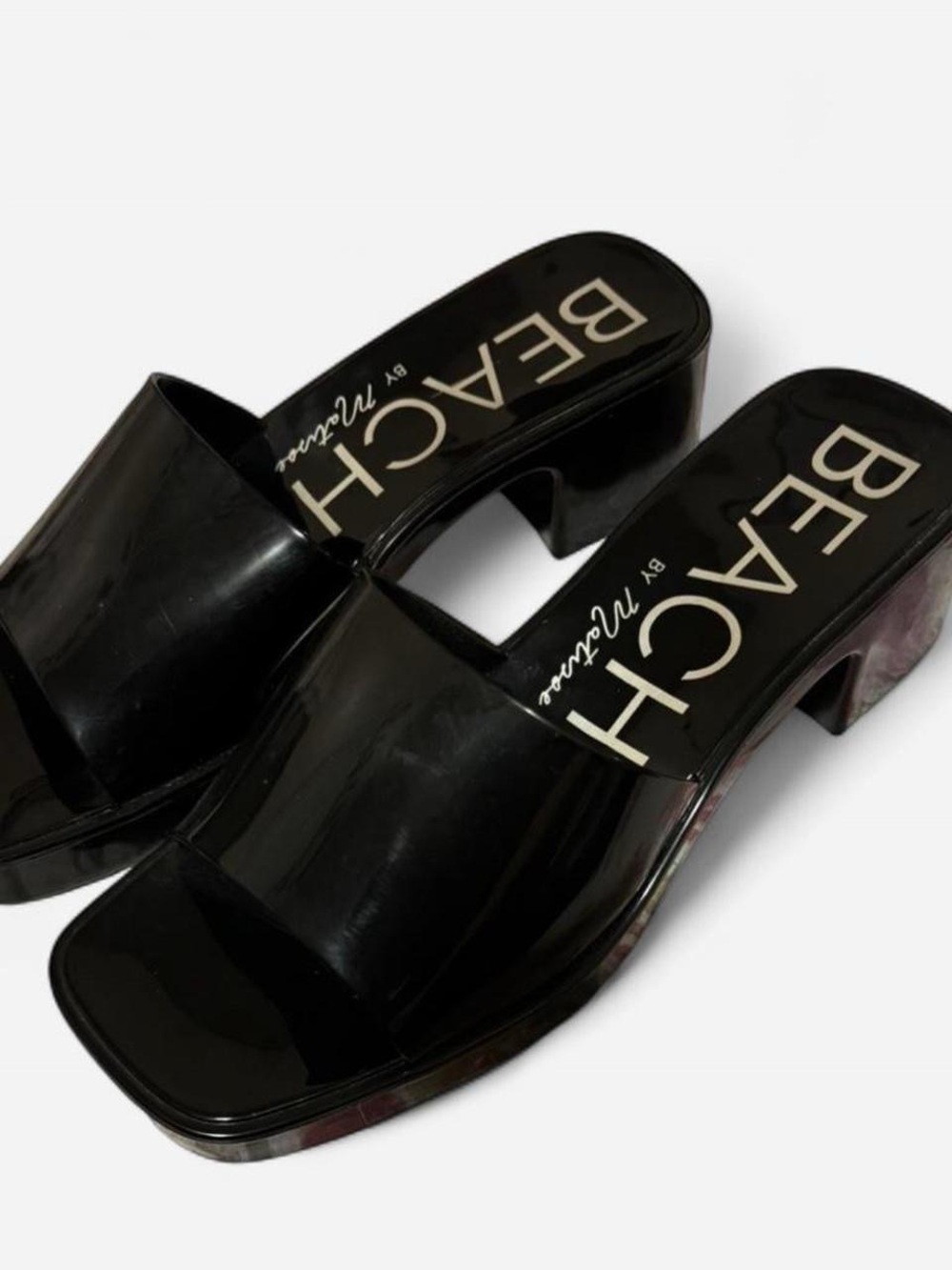 Beach by Matisse Black Patent Slide Sandals